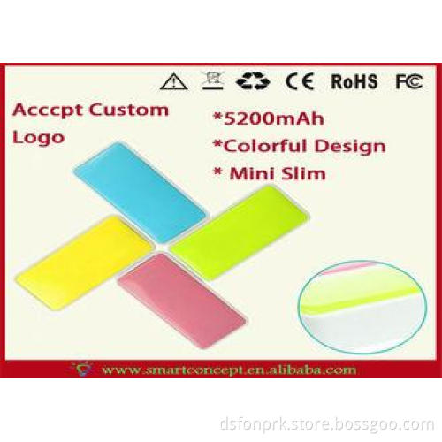 Colorful 5200mah Mini USB Battery Pack With LED Lighting Li